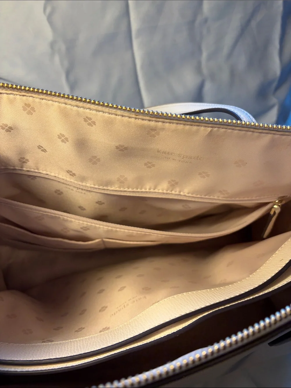Kate Spade Cream Leather 13” Laptop Work Tote with dust bag